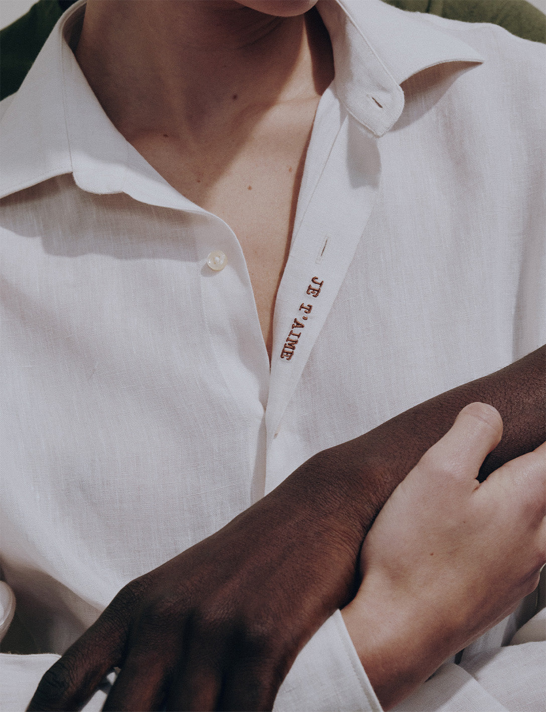 Unisex “Je t’aime” shirt in ecru linen - Lin - Figaret Collar#8