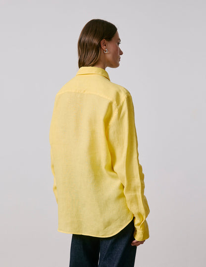 Unisex linen yellow "Je t'aime" shirt