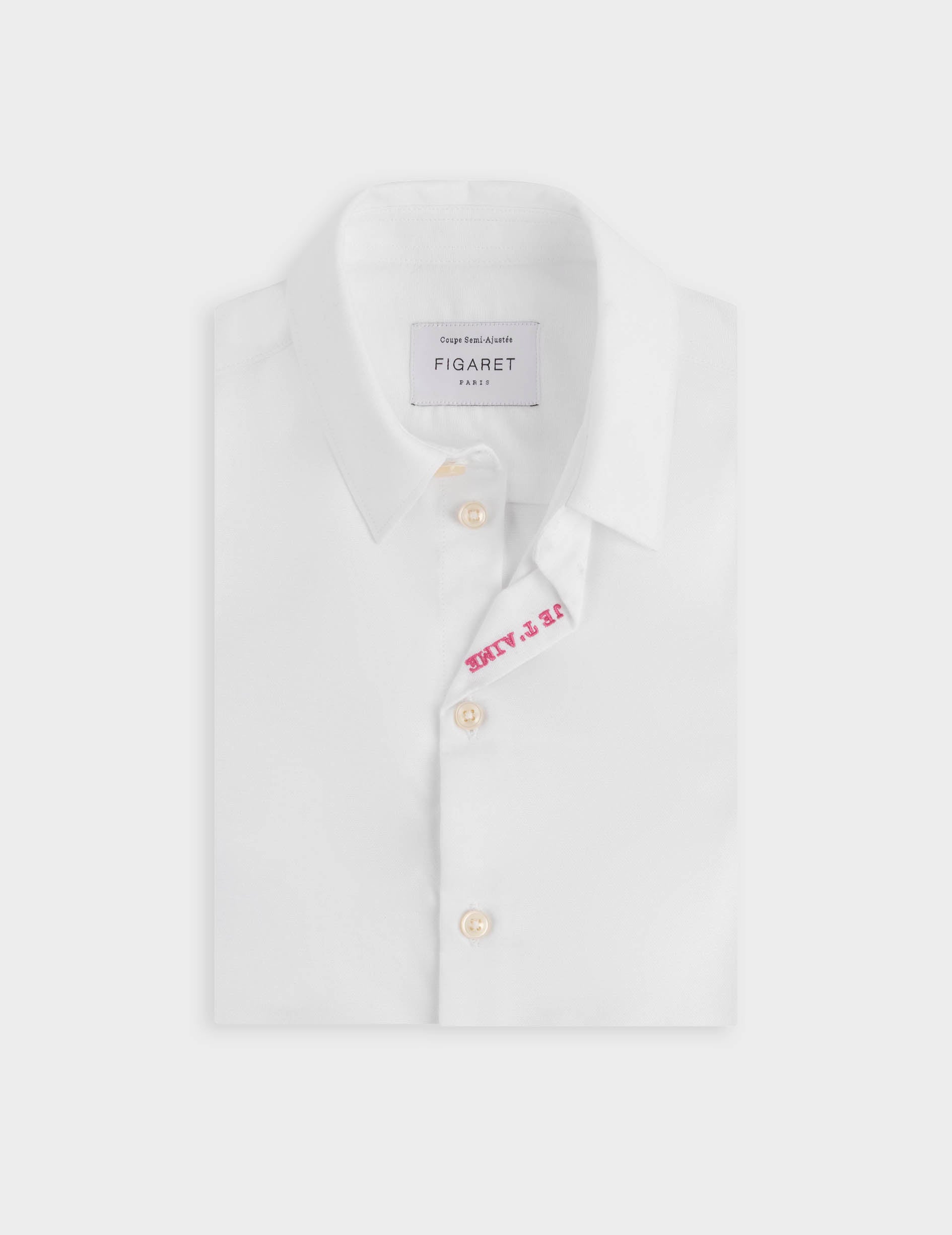 White "Je t'aime" kid’s shirt  - Oxford - Figaret Collar