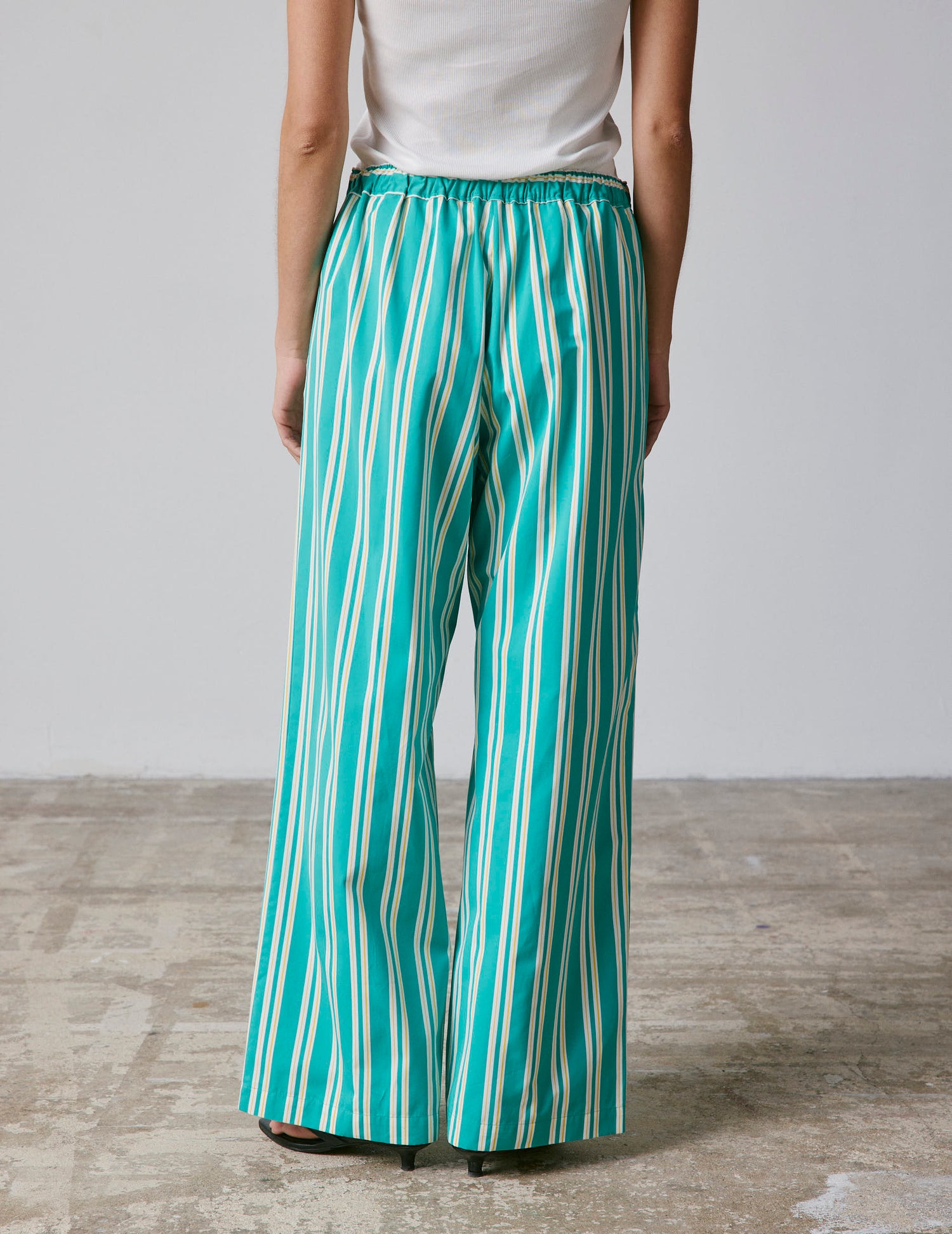 Laeticia striped green poplin pants