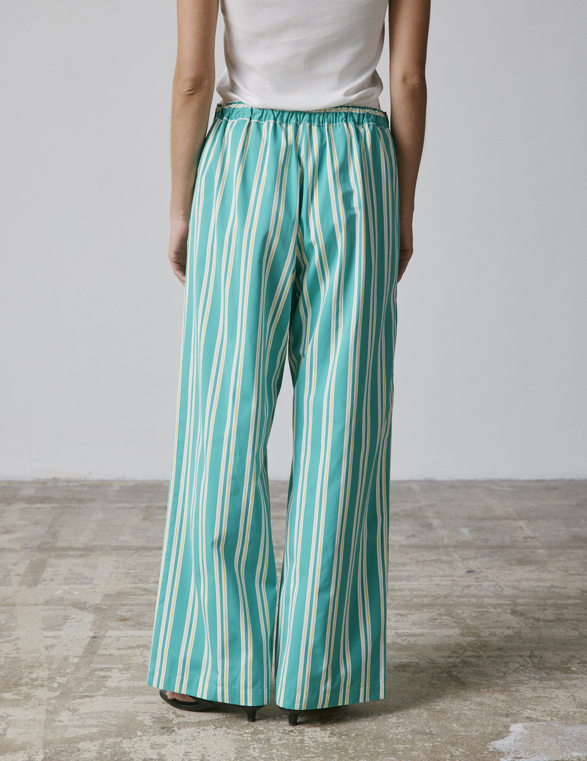 Laeticia striped green poplin pants