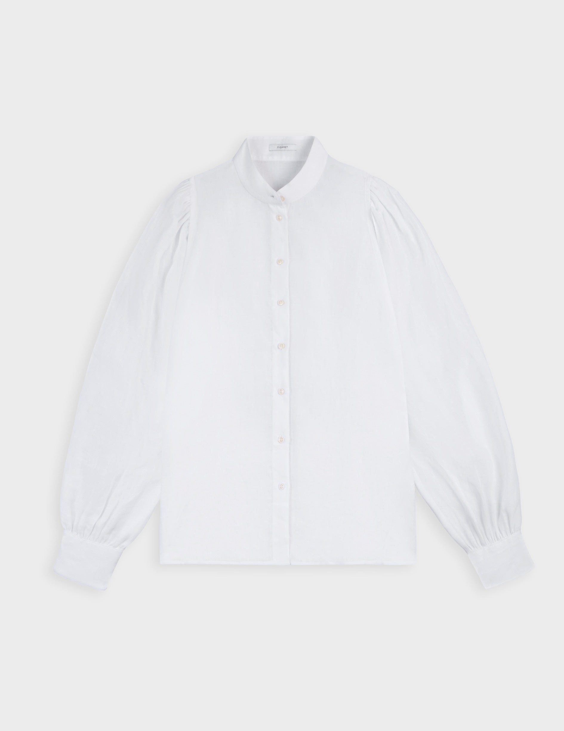 Lanaée white linen shirt - Linen - Officier Collar