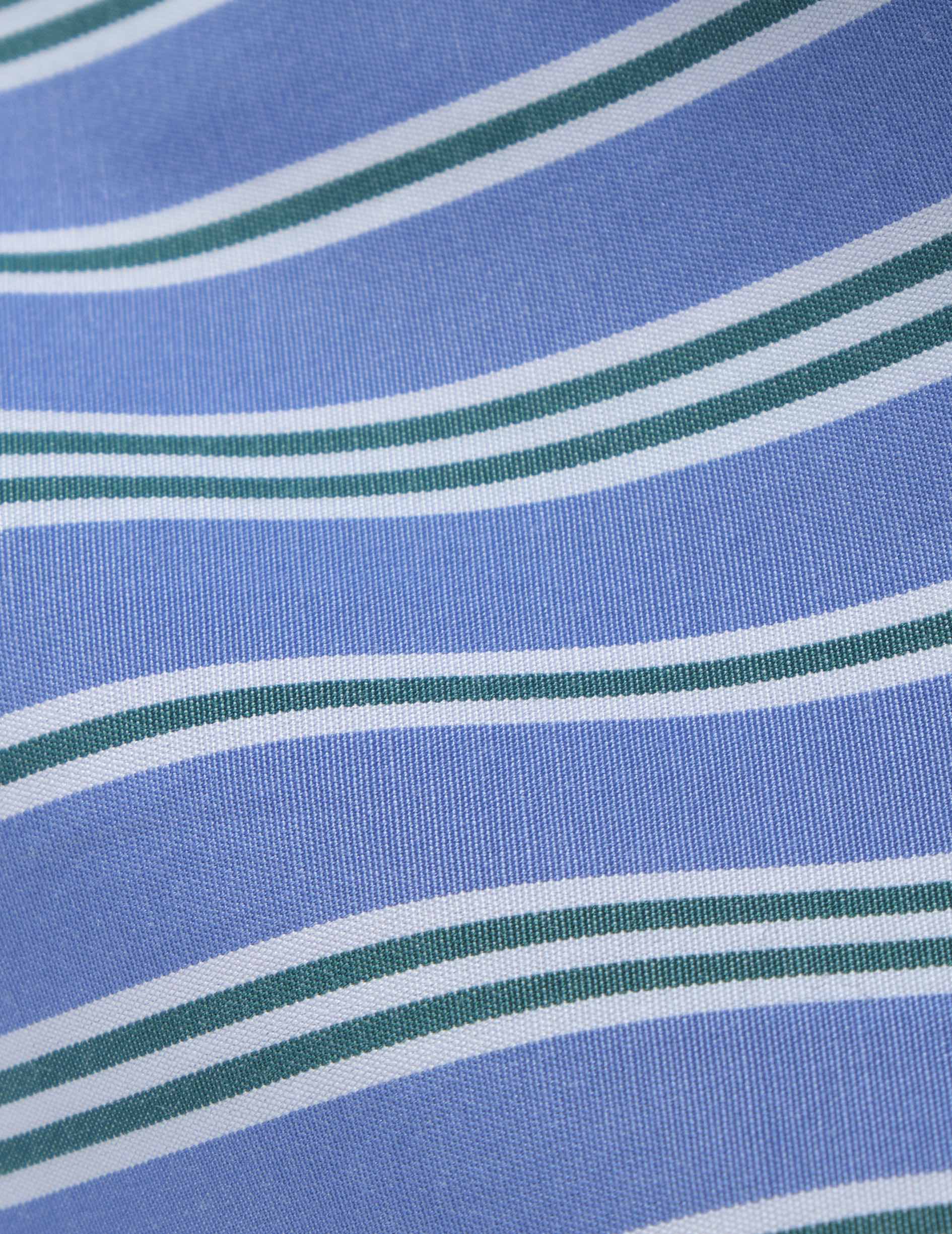 Striped blue Laurine shirt with hidden button placket  - Popeline - Victorien Collar