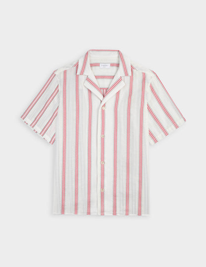 Short-sleeved striped burgundy Leandre shirt