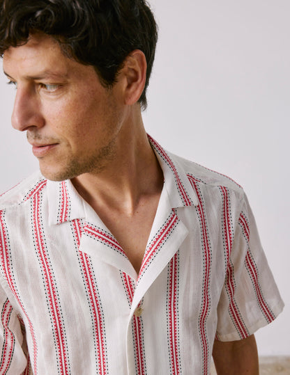 Short-sleeved striped burgundy Leandre shirt