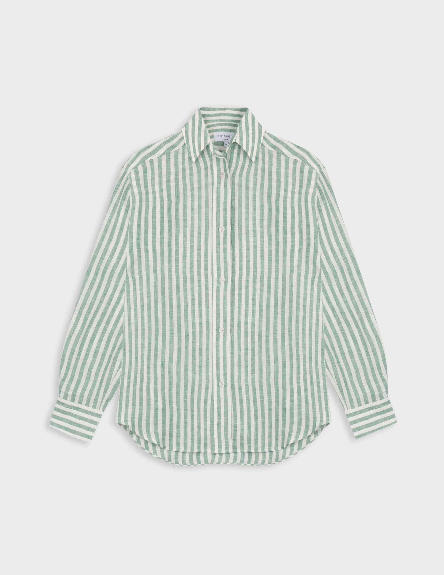 Léanna striped green linen shirt - Linen - Shirt Collar#5