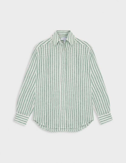 Léanna striped green linen shirt