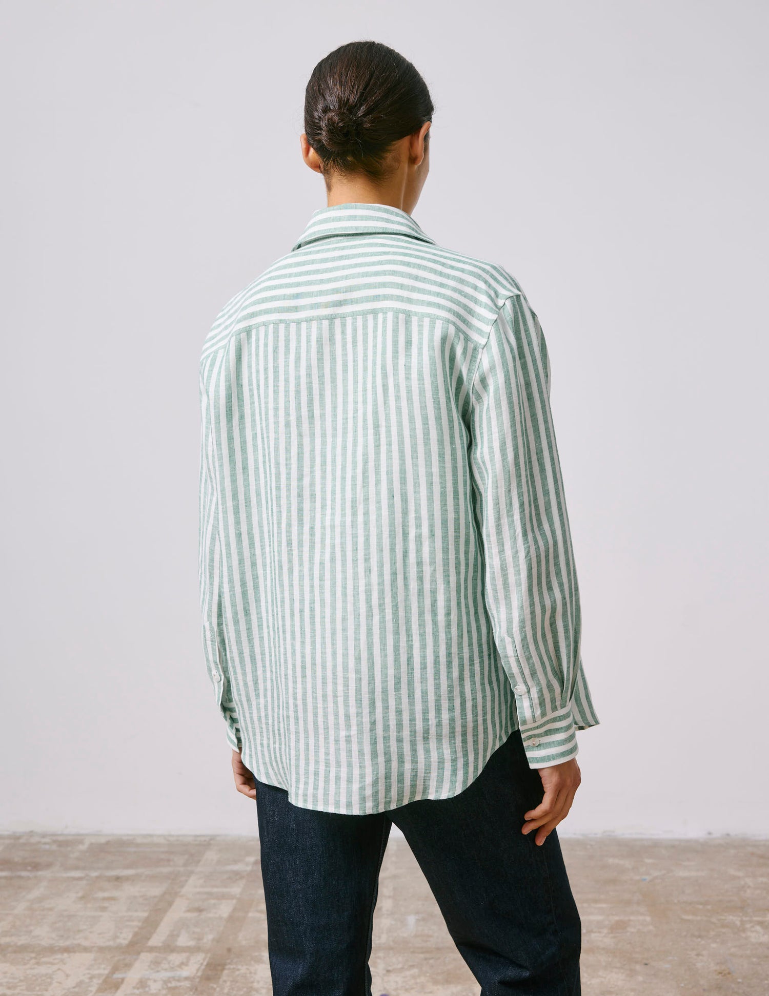 Léanna striped green linen shirt
