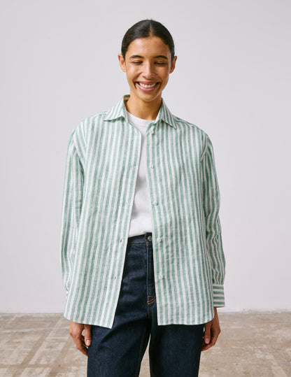 Léanna striped green linen shirt