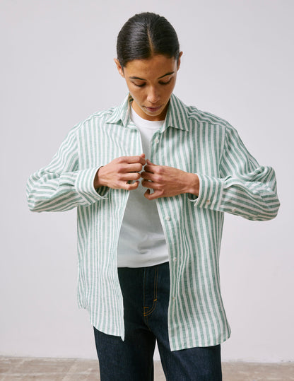 Léanna striped green linen shirt