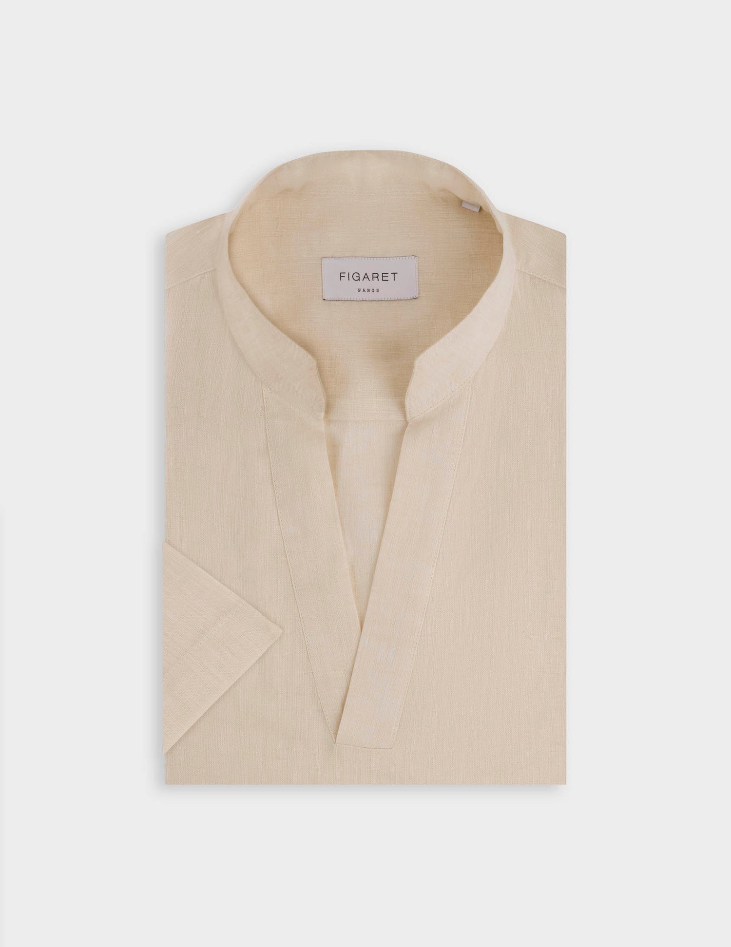 Ecru linen short-sleeved Leon shirt - Lin - Tunisien Collar#3