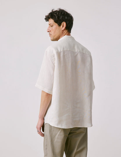 Ecru linen short-sleeved Leon shirt