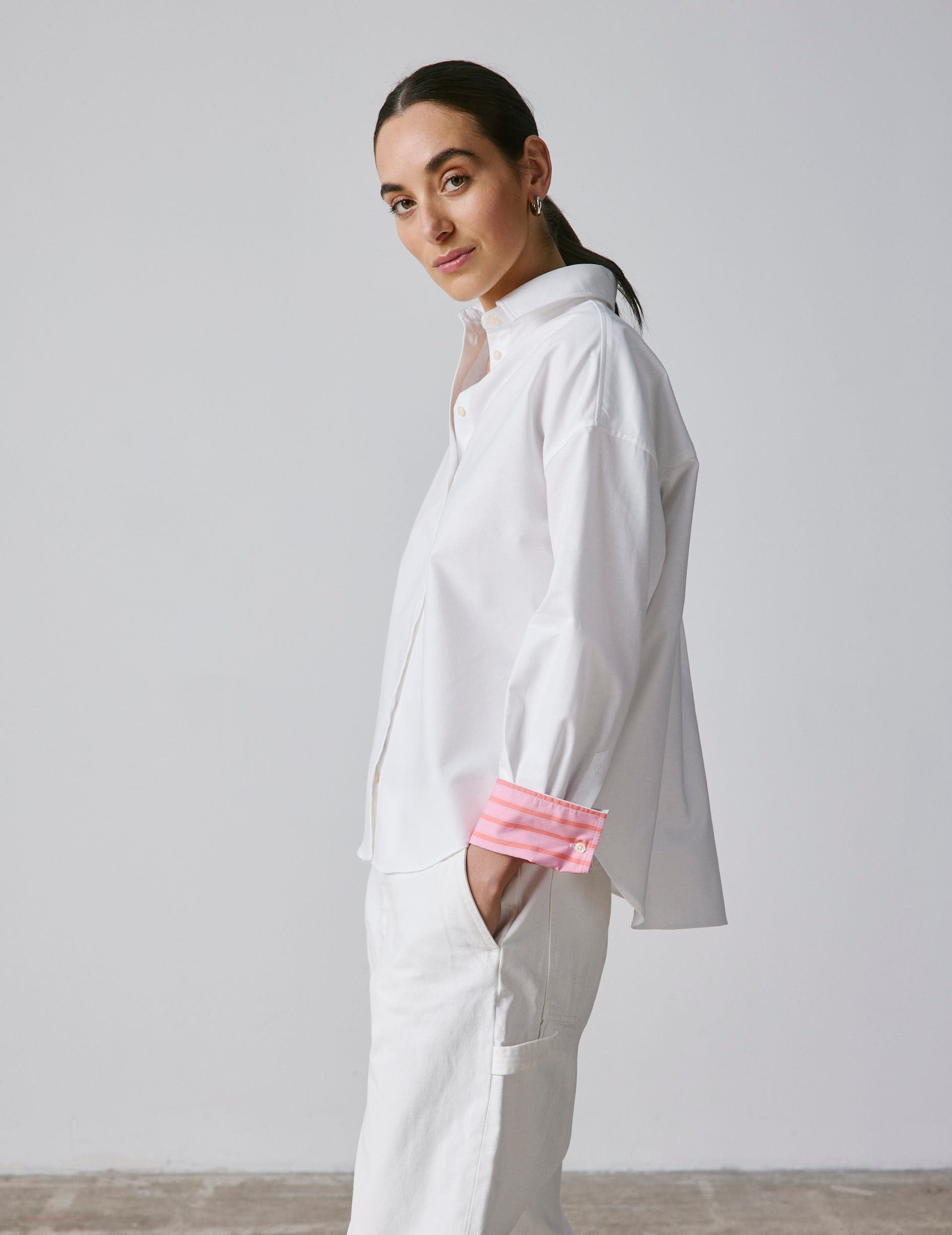 White oversized Lizandra shirt - Oxford - Shirt Collar