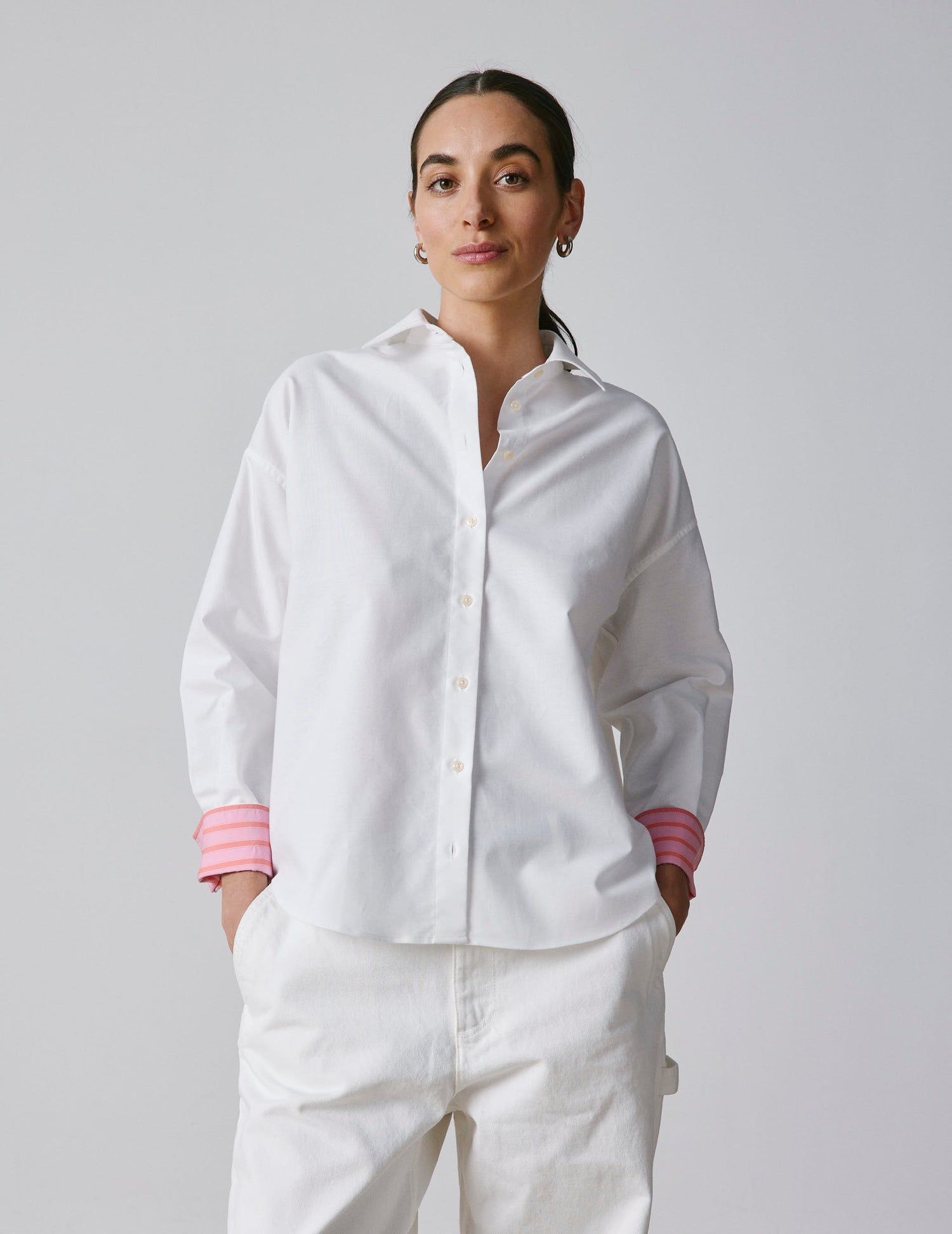 White oversized Lizandra shirt - Oxford - Shirt Collar#3