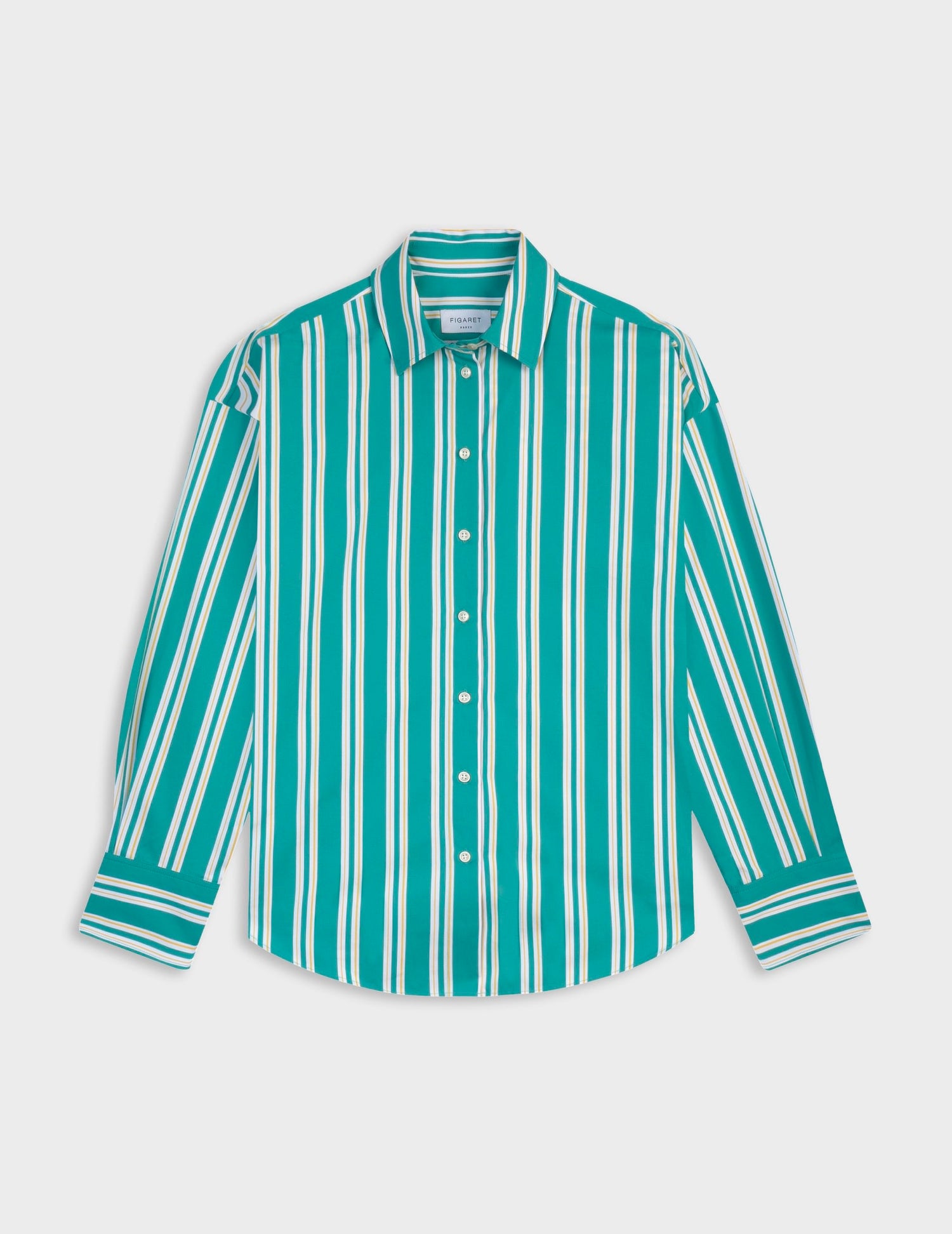 Oversized striped green Lizandra shirt - Poplin - Shirt Collar#5