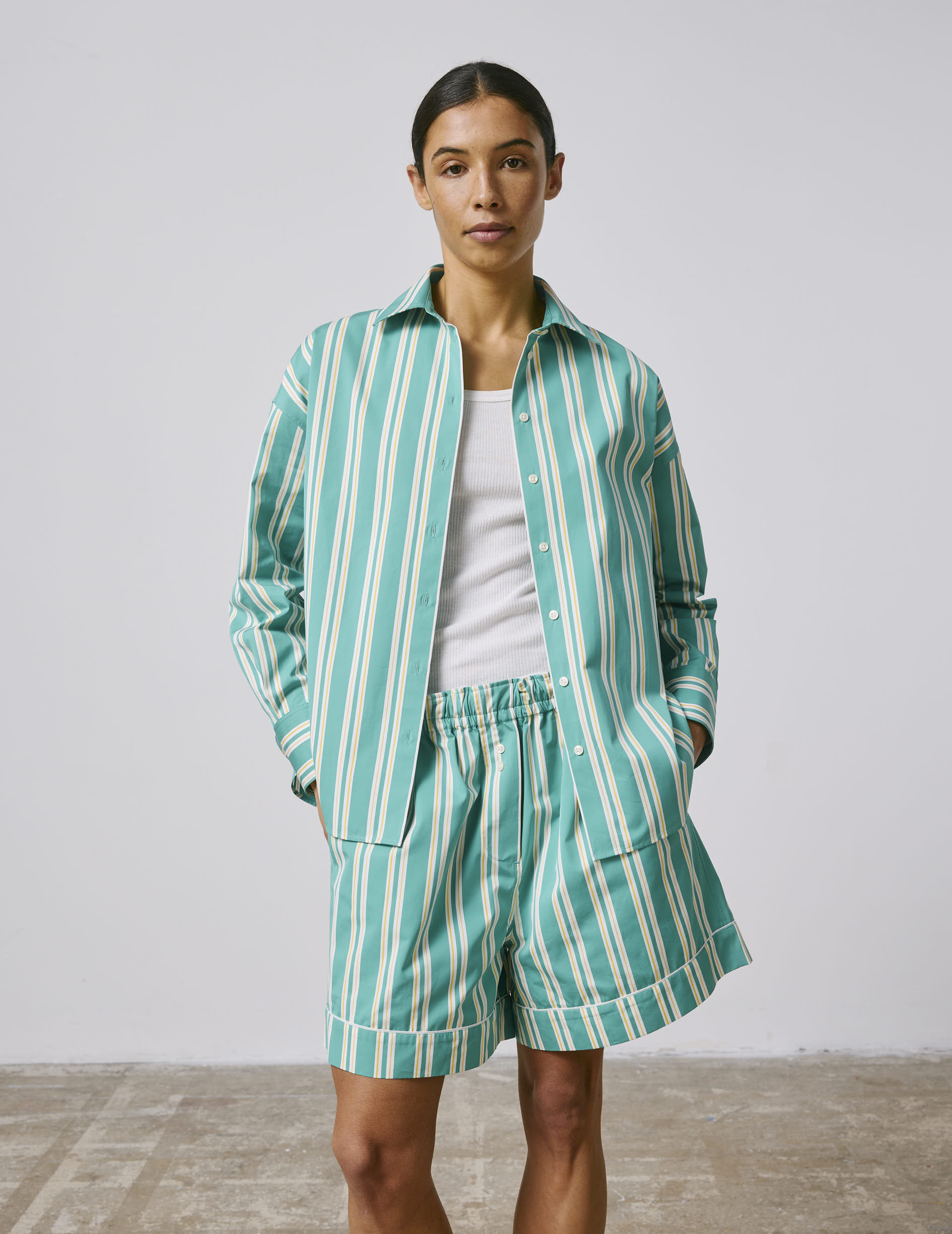 Oversized striped green Lizandra shirt