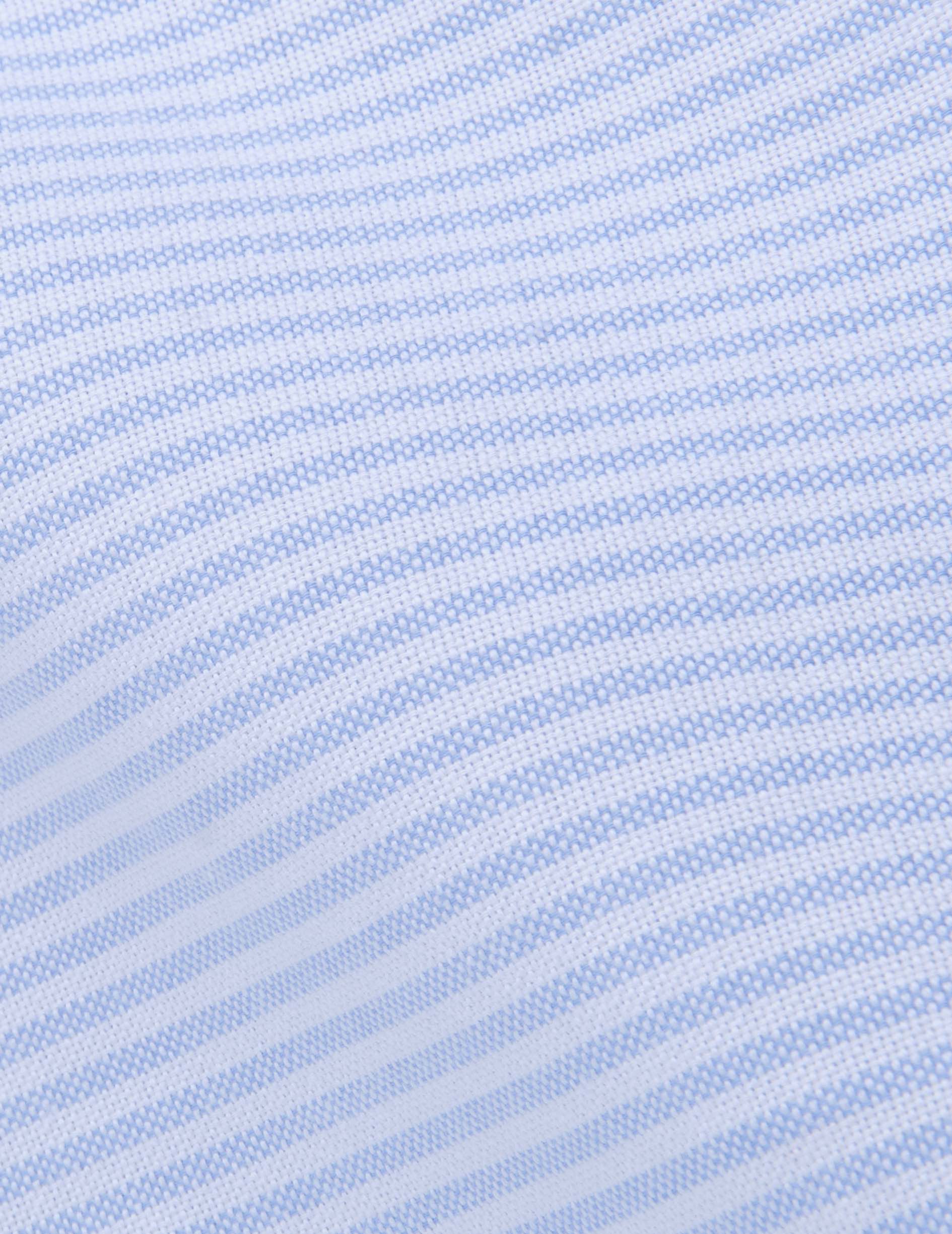 Logan Striped light blue popover shirt - Oxford - Officier Collar