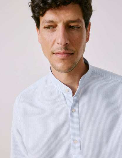 Logan Striped light blue popover shirt