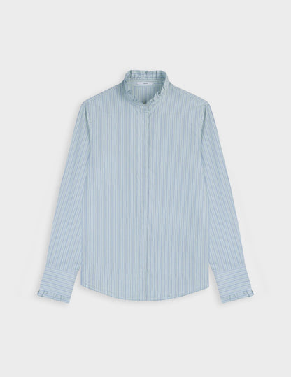 Louison Striped green hidden button placket shirt 