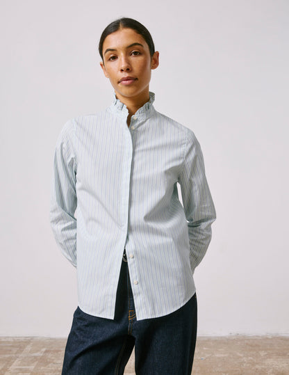 Louison Striped green hidden button placket shirt 