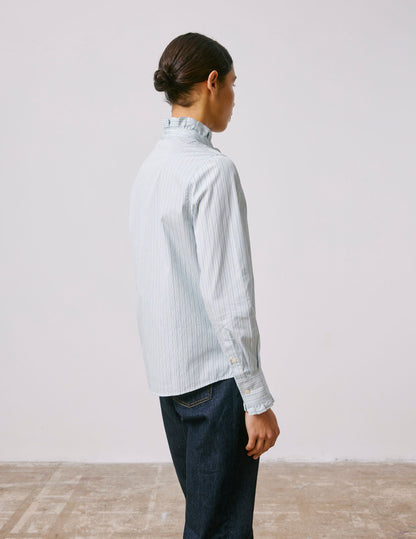 Louison Striped green hidden button placket shirt 