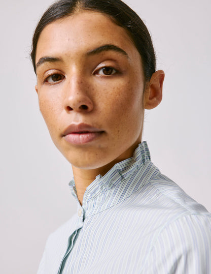 Louison Striped green hidden button placket shirt 