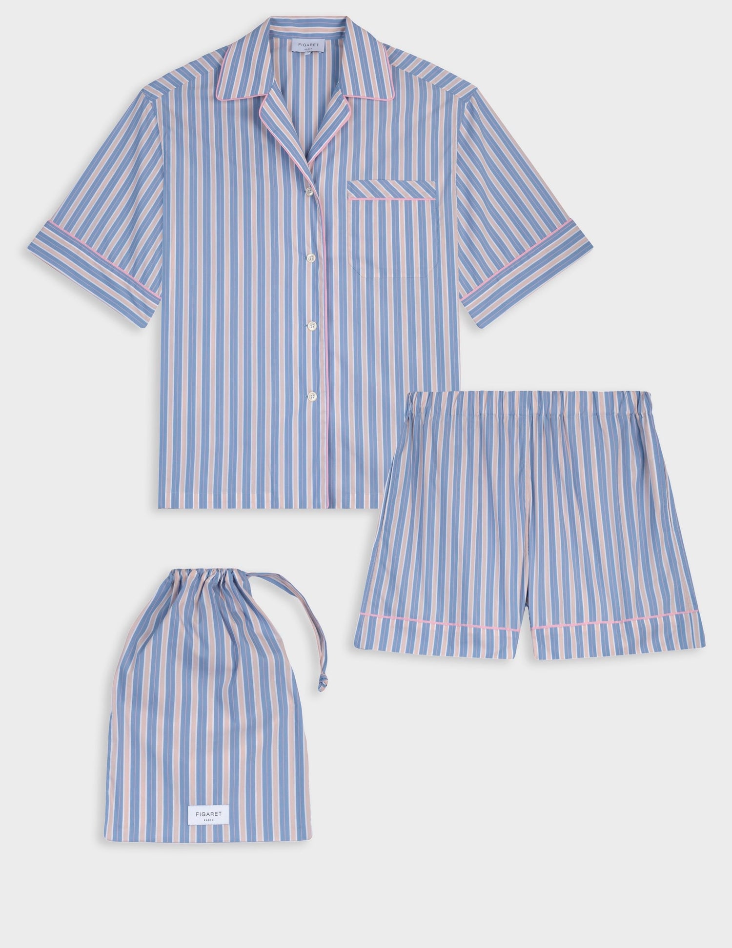 Louisy pink striped cotton pajamas
