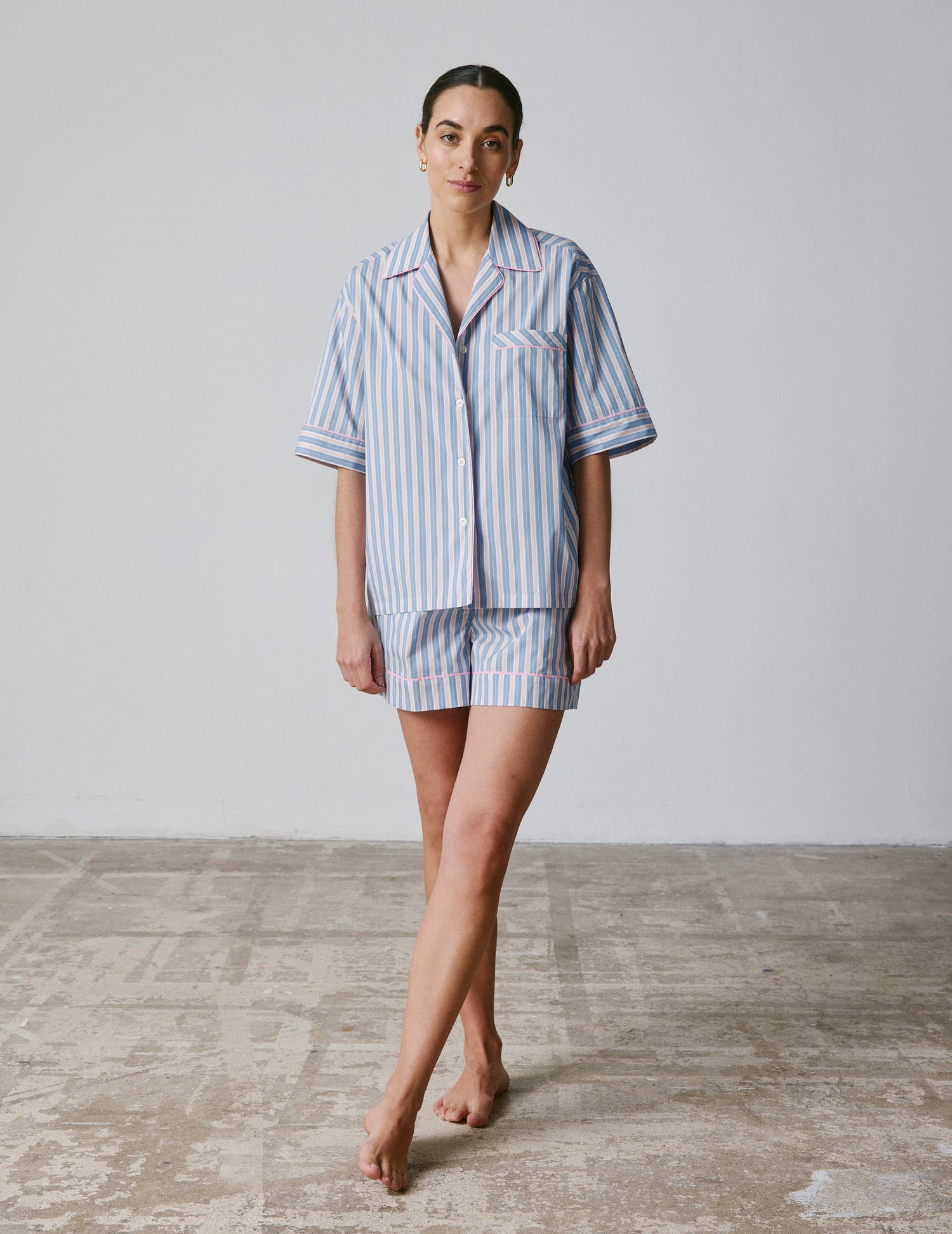 Louisy pink striped cotton pajamas