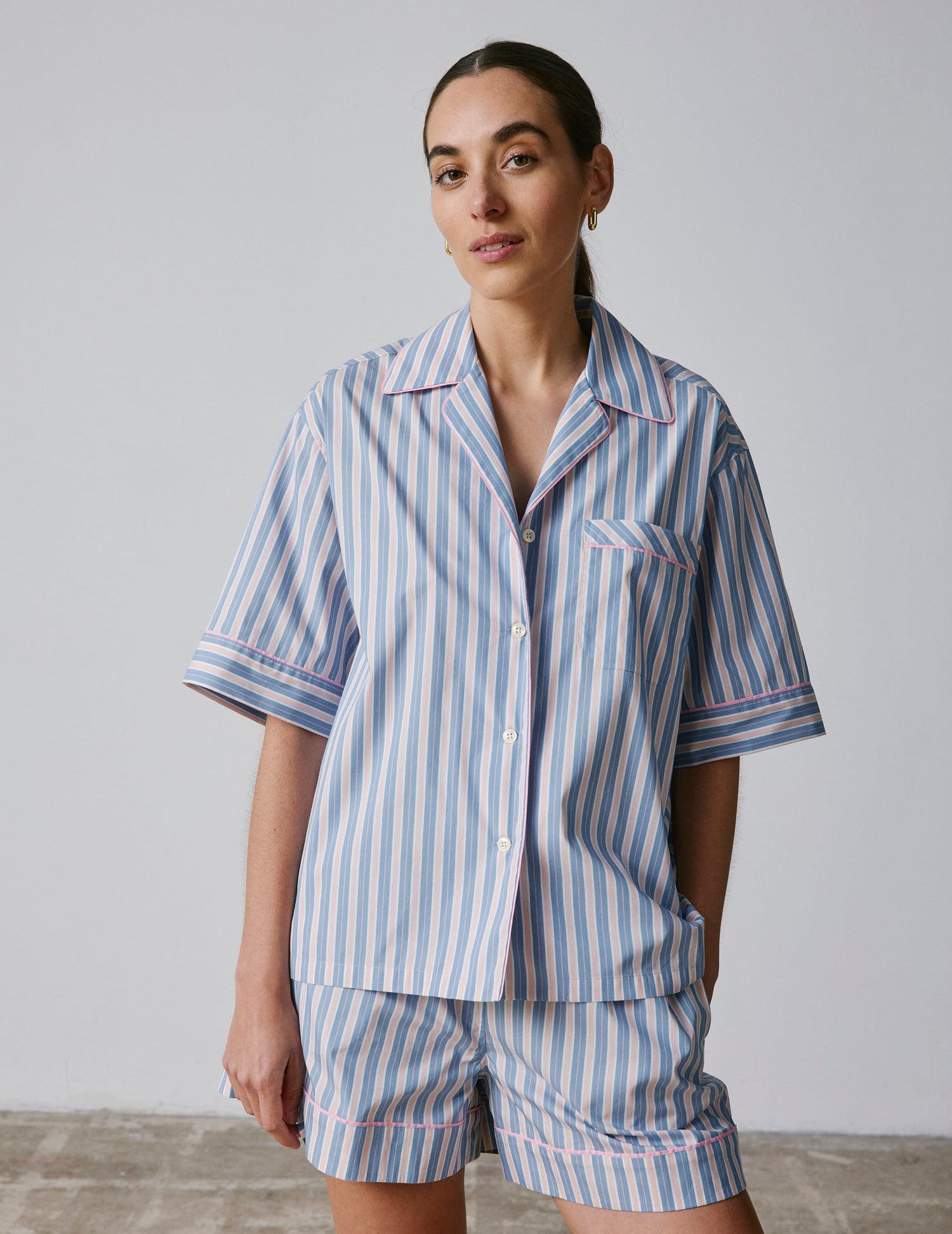Louisy pink striped cotton pajamas