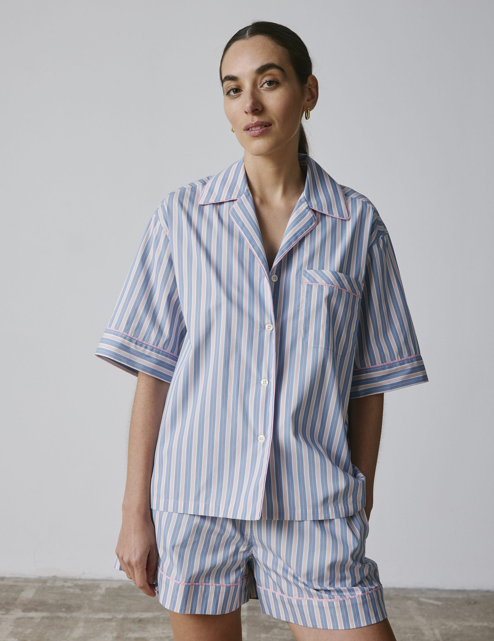 Louisy pink striped cotton pajamas