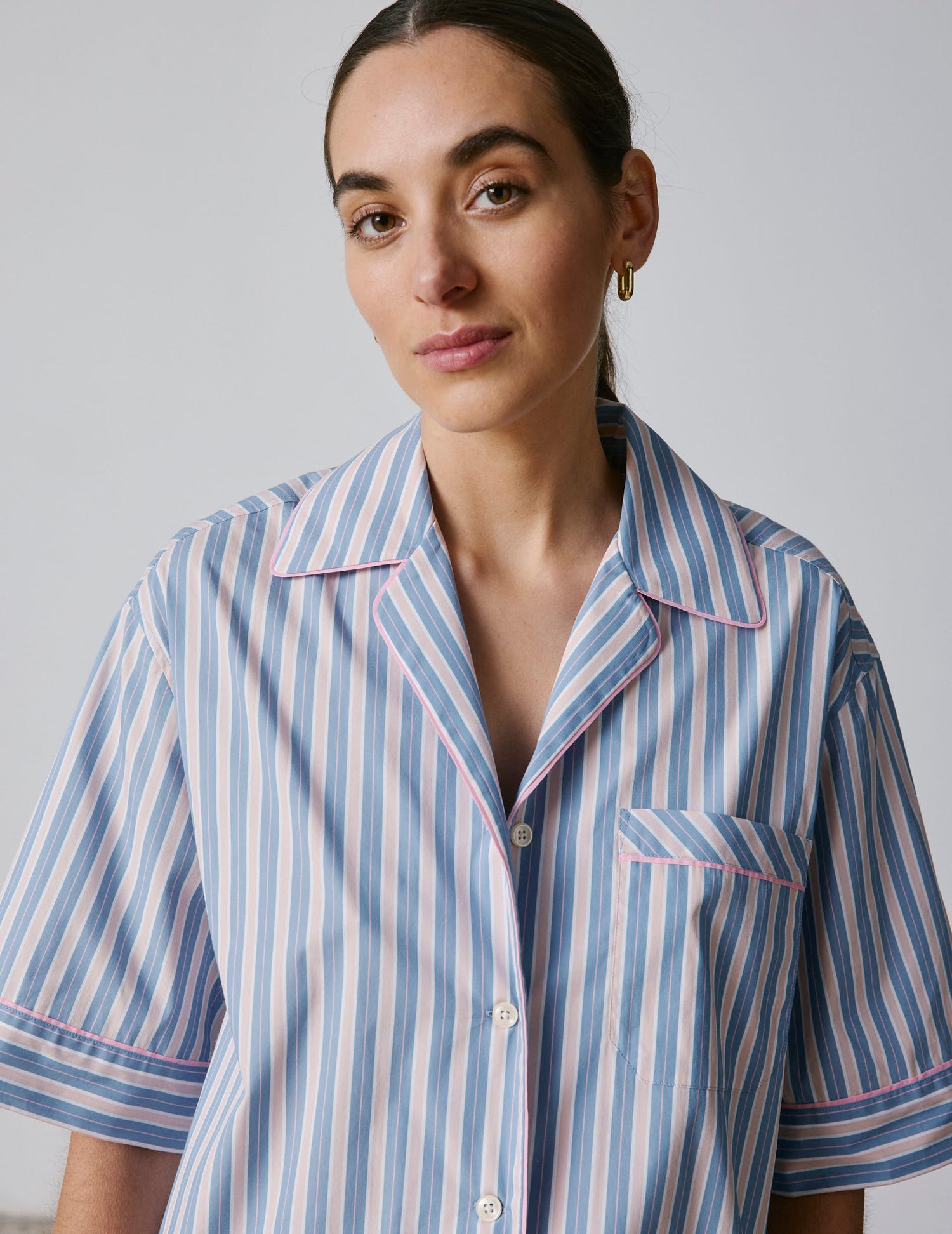 Louisy pink striped cotton pajamas