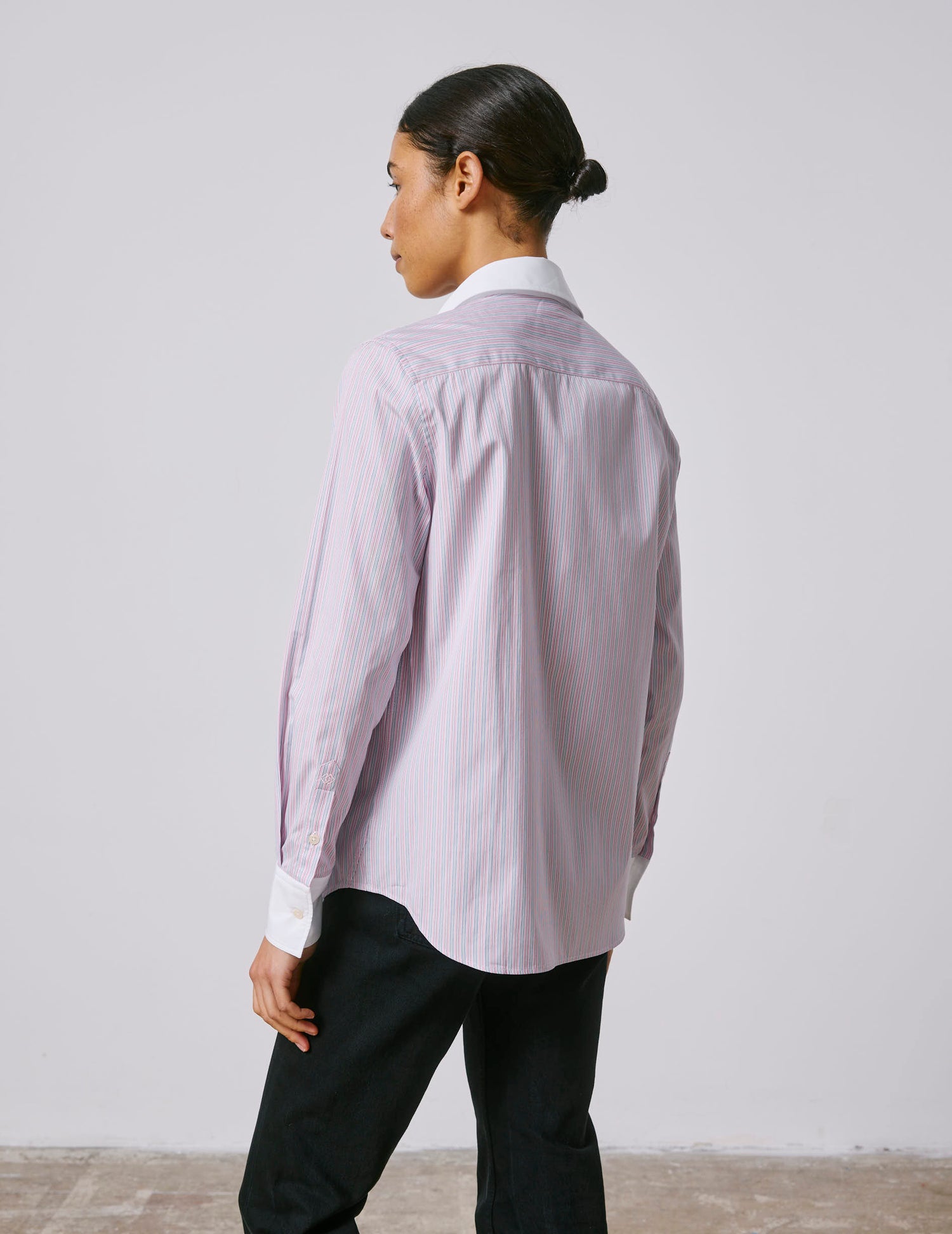 Striped pink Marion shirt - Poplin - Shirt Collar#2