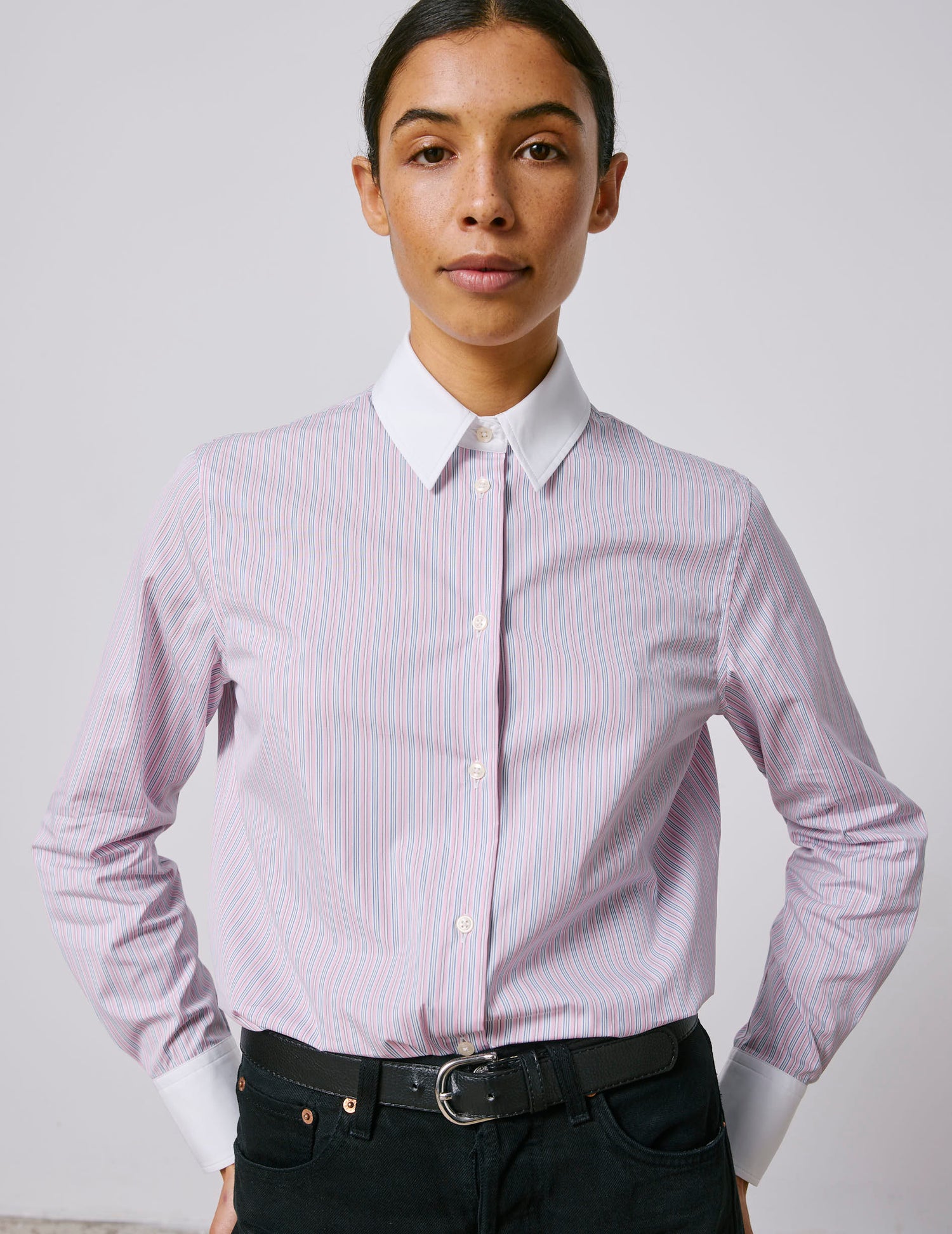 Striped pink Marion shirt - Poplin - Shirt Collar#6