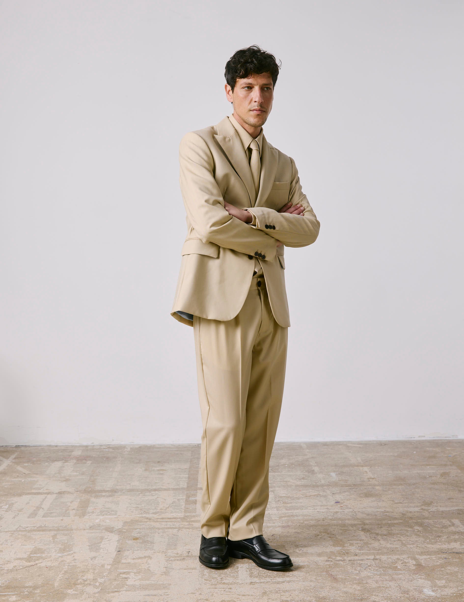 Marlon suit jacket in beige virgin wool