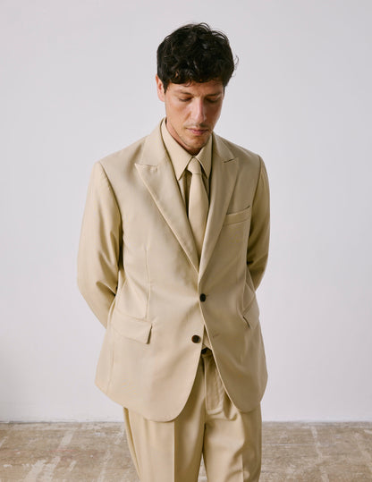 Marlon suit jacket in beige virgin wool