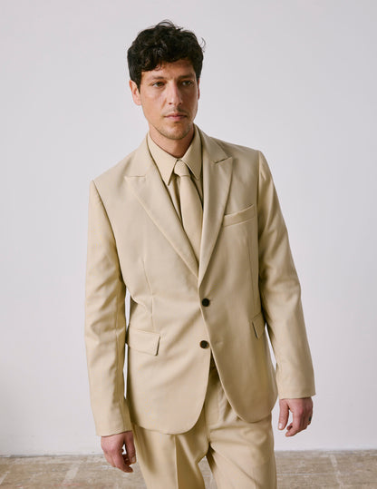 Marlon suit jacket in beige virgin wool