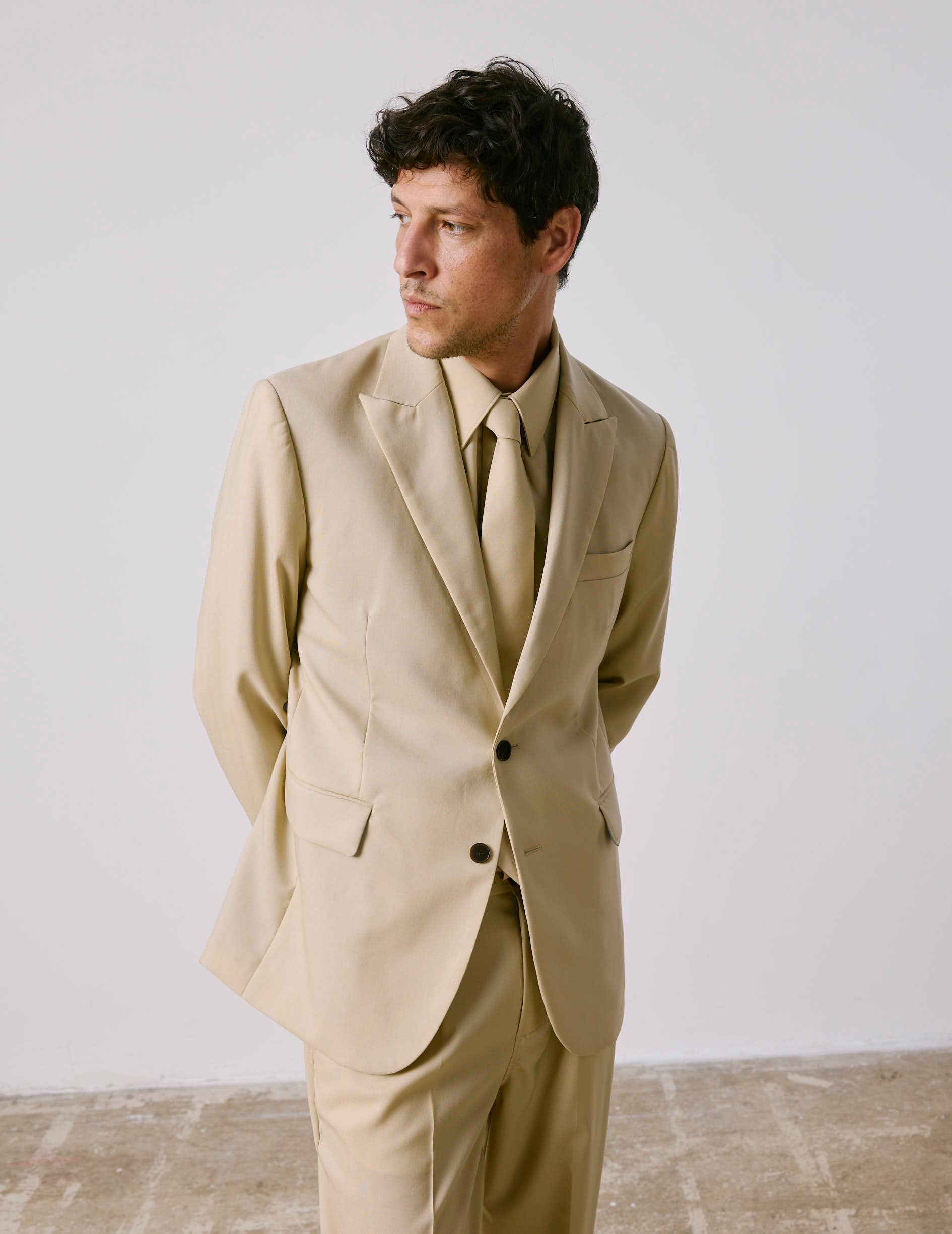 Marlon suit jacket in beige virgin wool