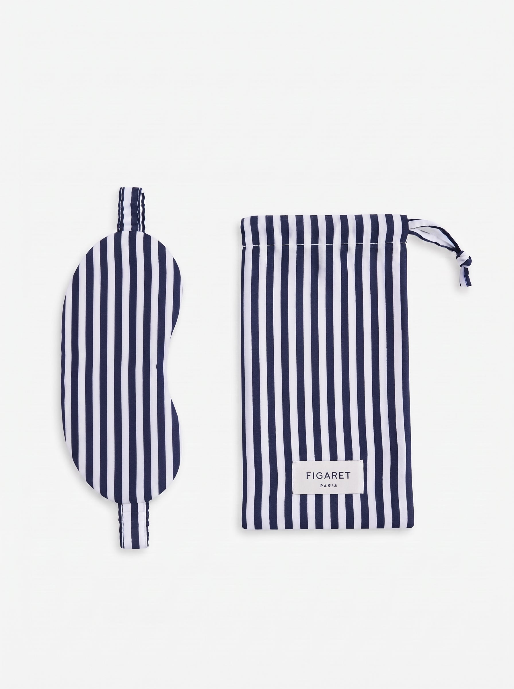 Striped navy poplin sleep mask - Poplin