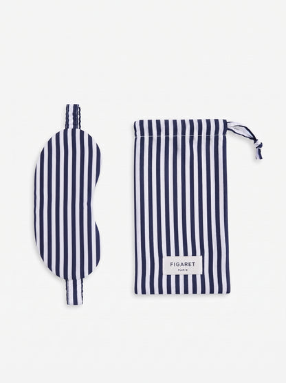 Striped navy poplin sleep mask