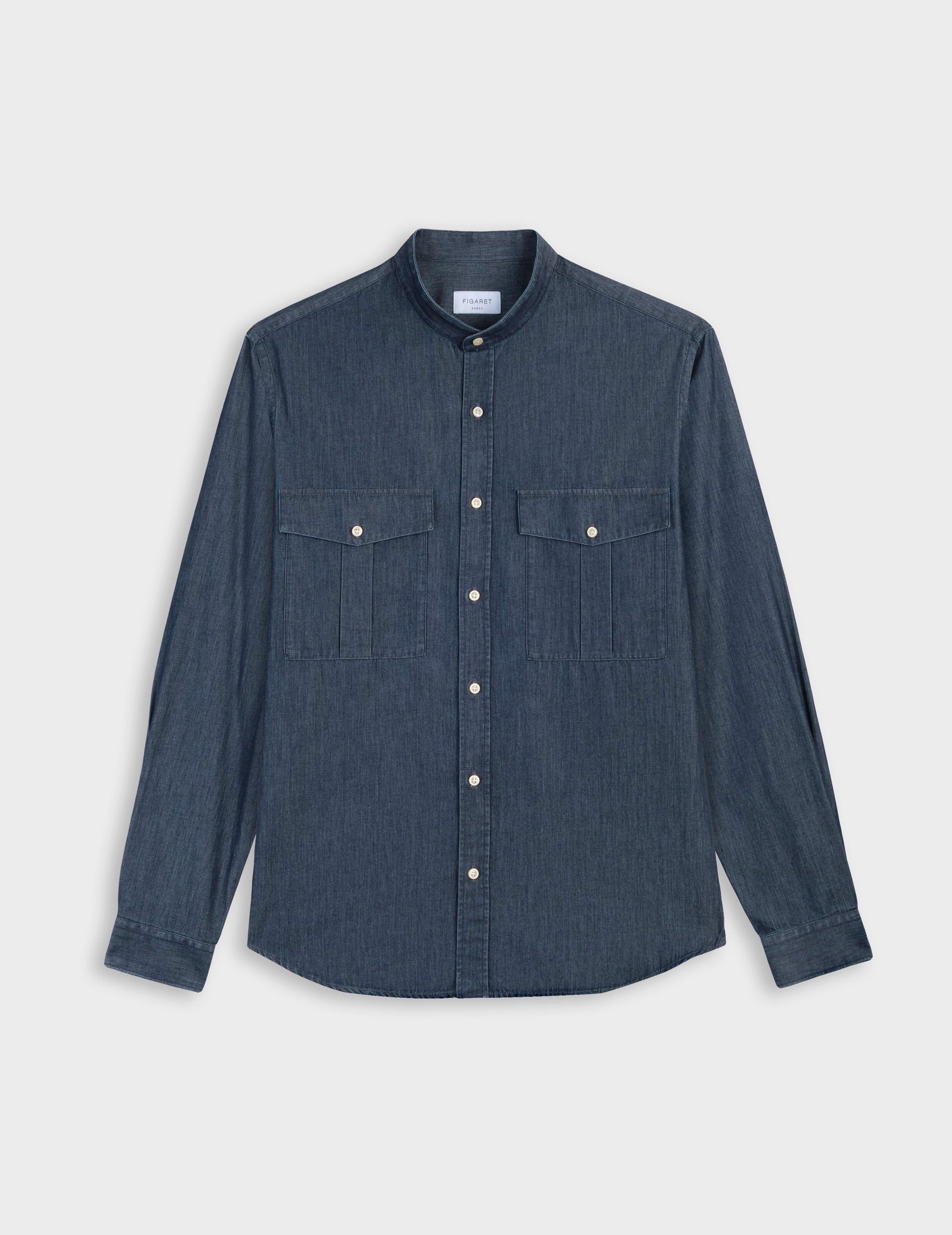 Mathias navy shirt  - Denim - Officier Collar