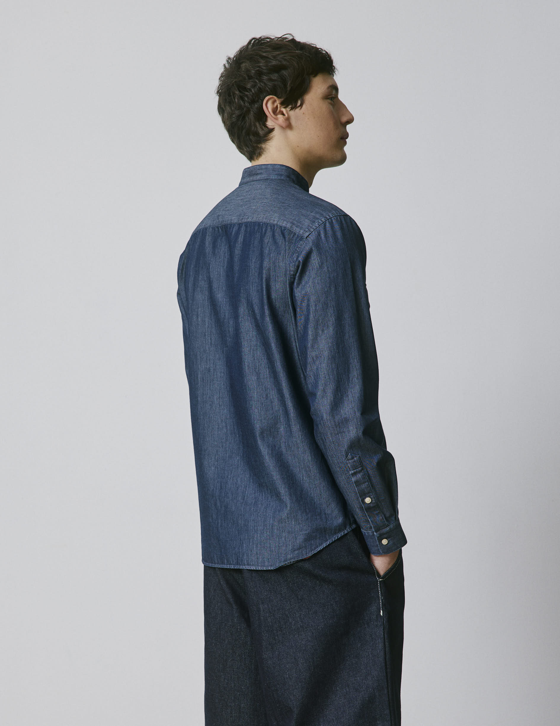Mathias navy shirt  - Denim - Officier Collar
