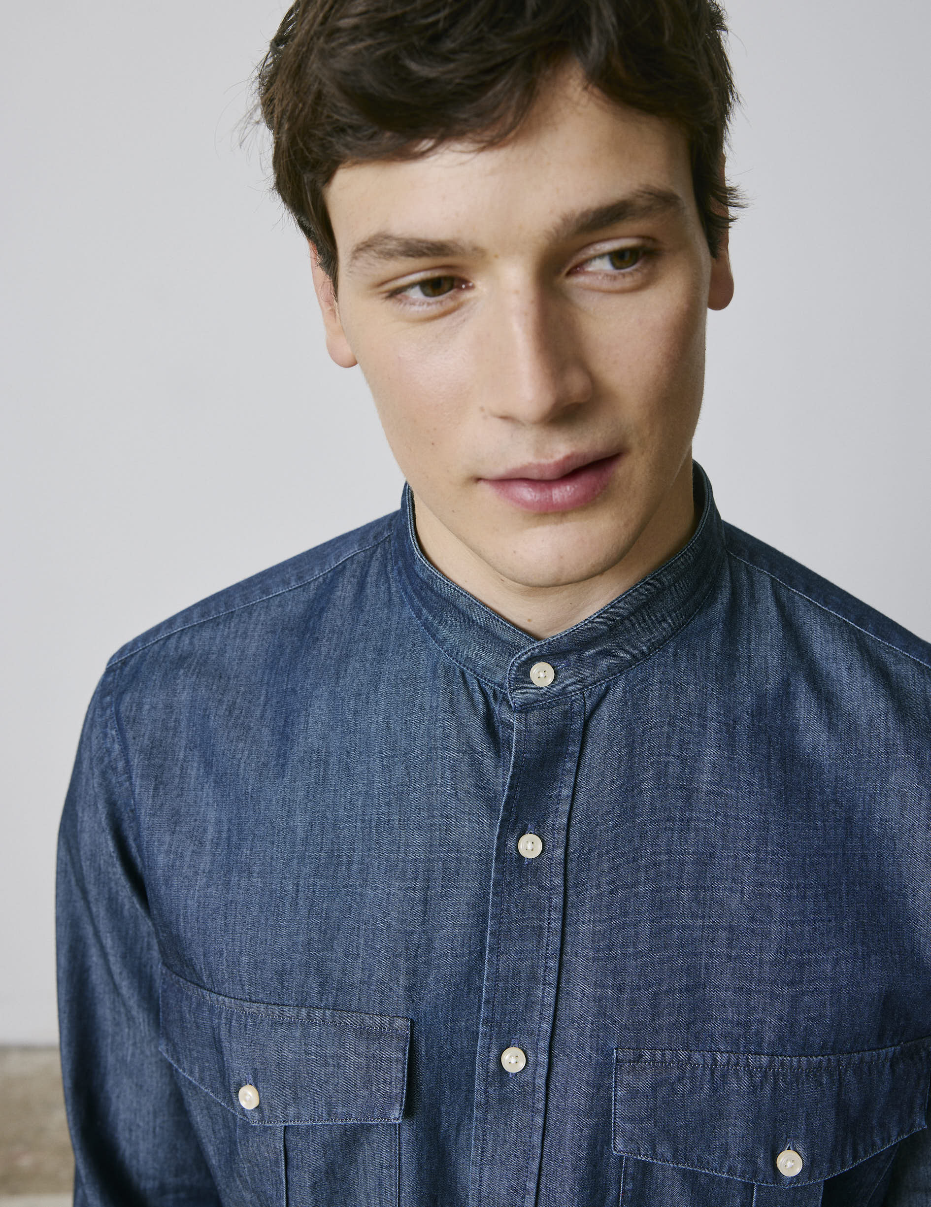 Mathias navy shirt  - Denim - Officier Collar