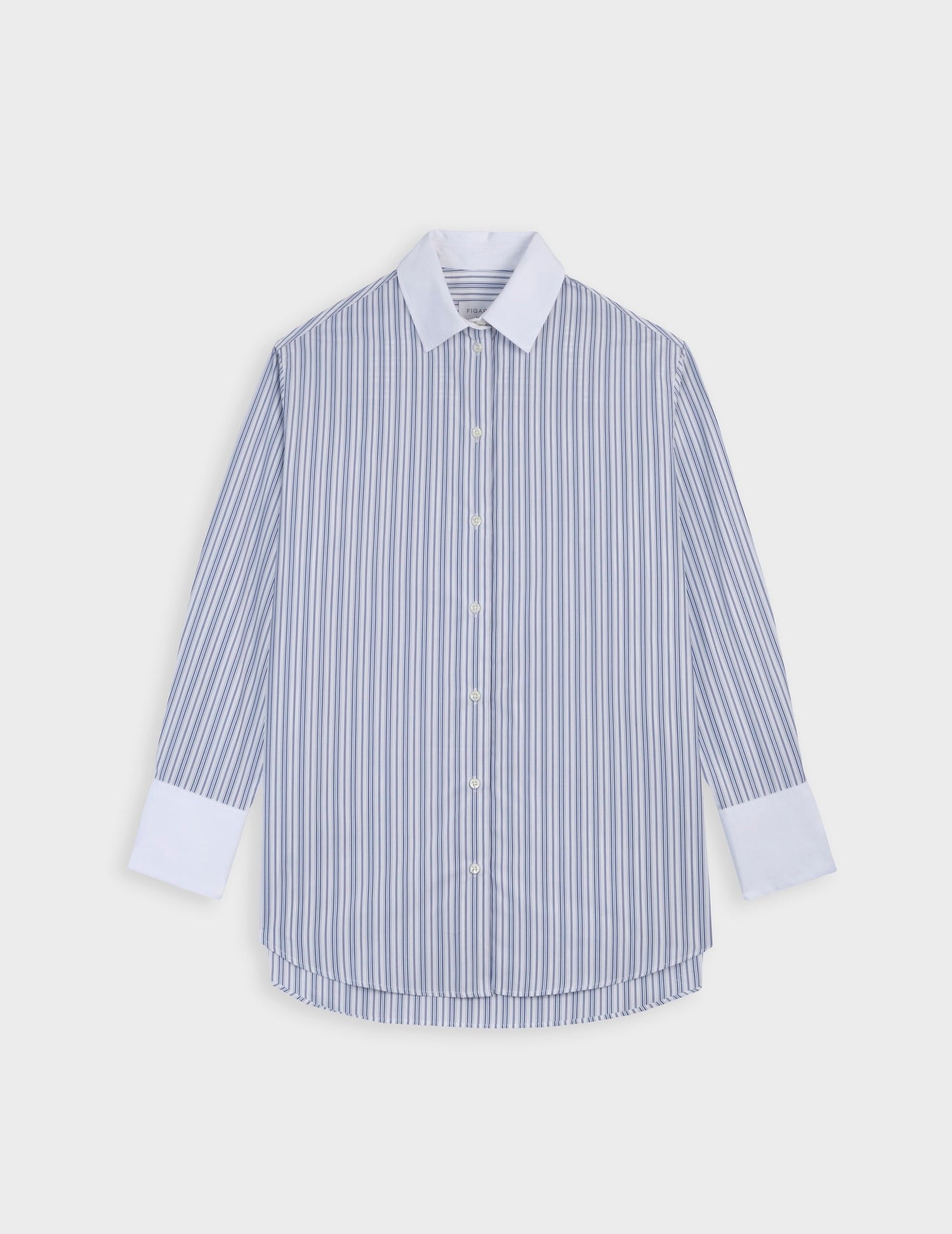 Mathilde navy striped oversized shirt - Poplin - Shirt Collar#5