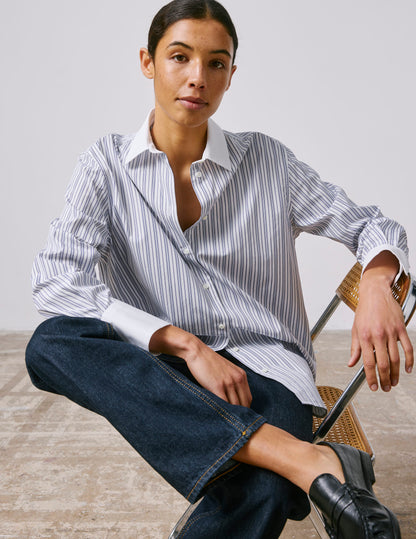 Mathilde navy striped oversized shirt
