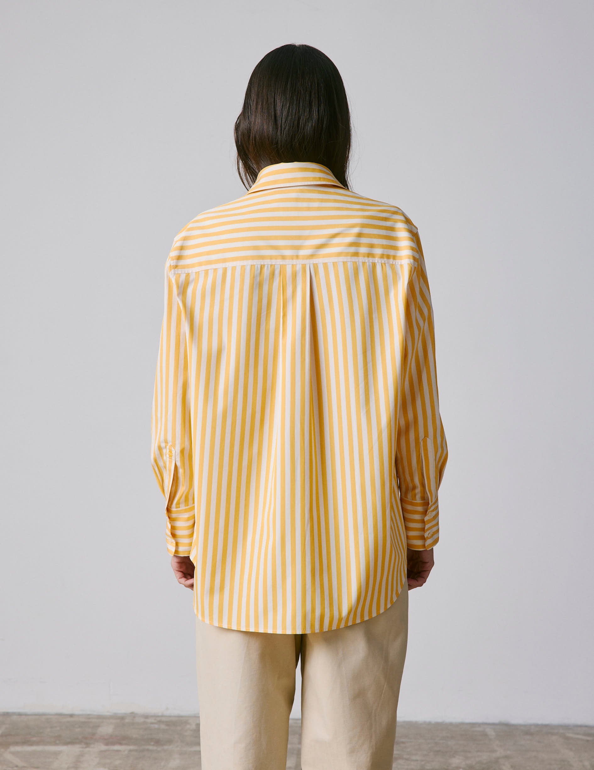 Mathilde Oversize striped yellow shirt - Poplin - Shirt Collar