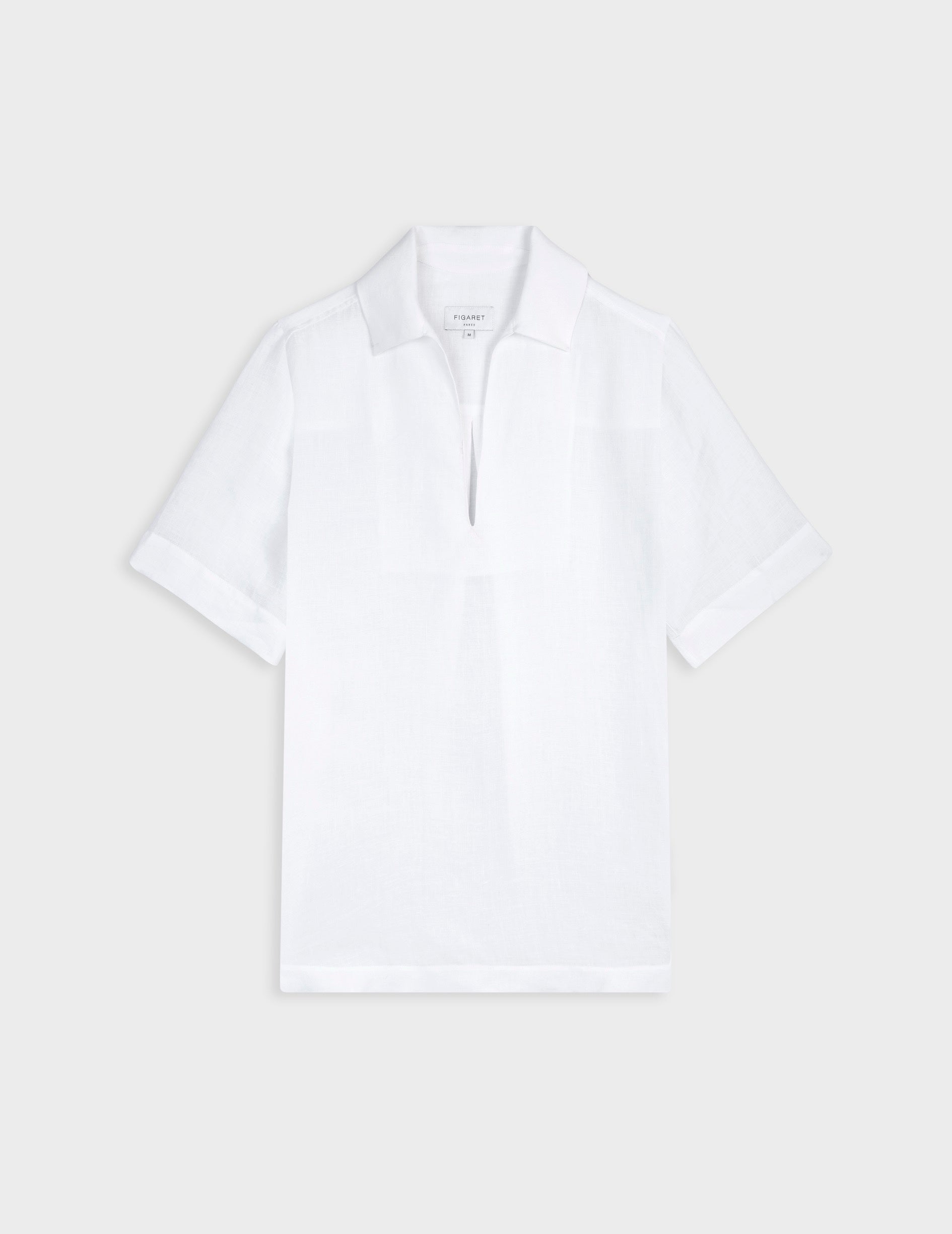 White linen Nadia blouse  - Linen - V Collar