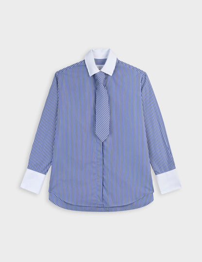Naéline Blue hidden button placket shirt