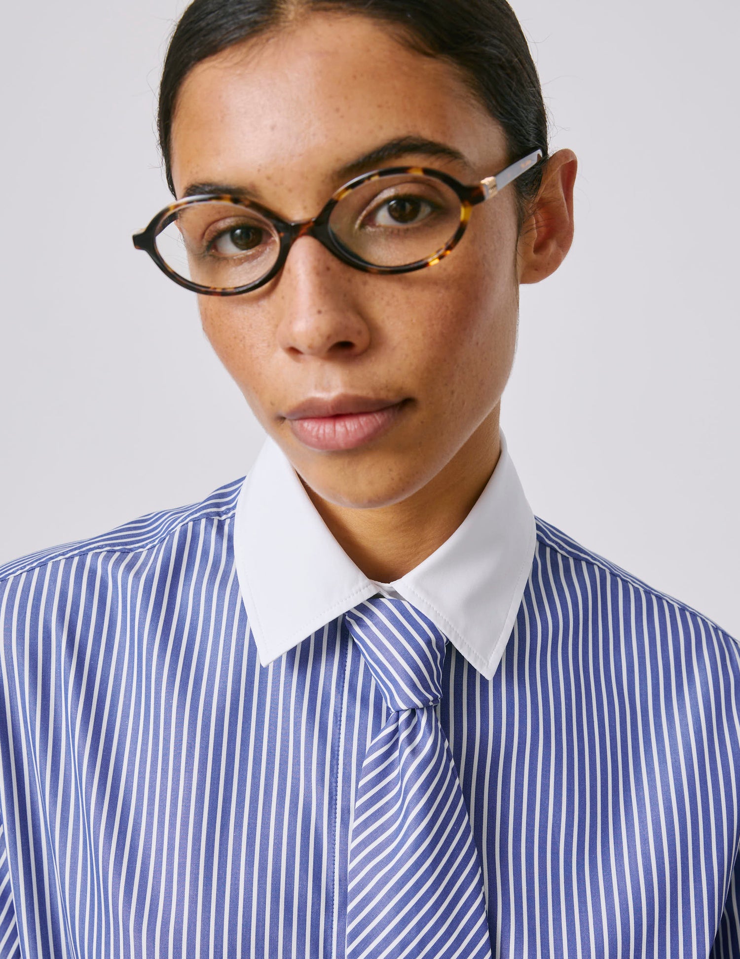 Naéline Blue hidden button placket shirt - Popeline - Chemise Collar#8