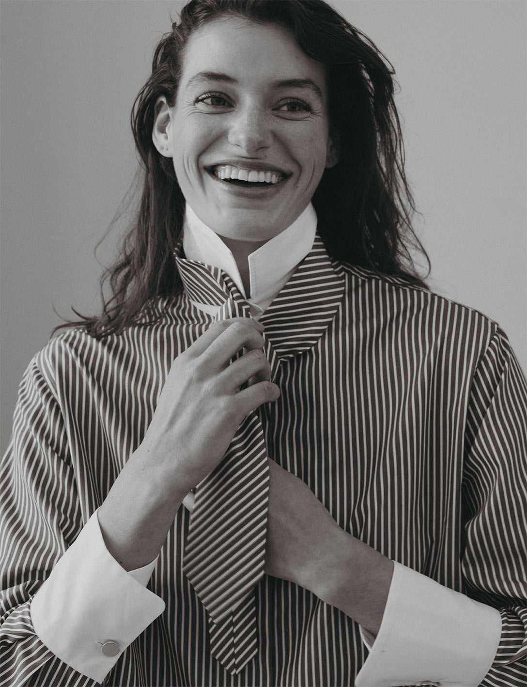 Naéline Blue hidden button placket shirt - Popeline - Chemise Collar