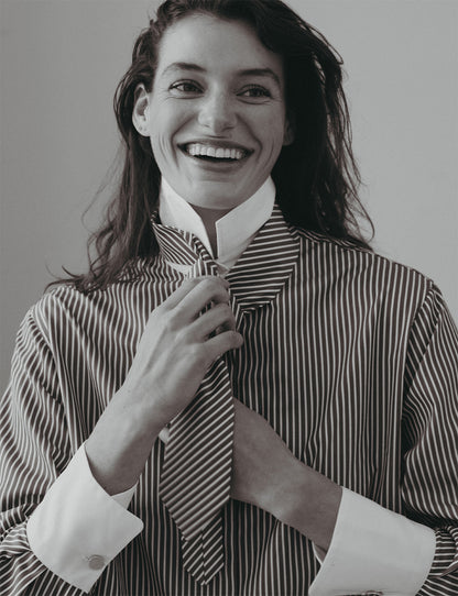 Naéline Blue hidden button placket shirt